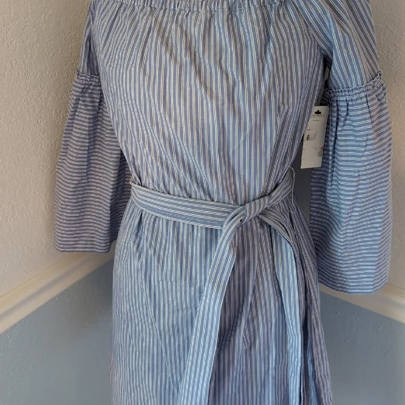 Blue Striped Off-Shoulder Dress BNWT - Picture 5 of 6